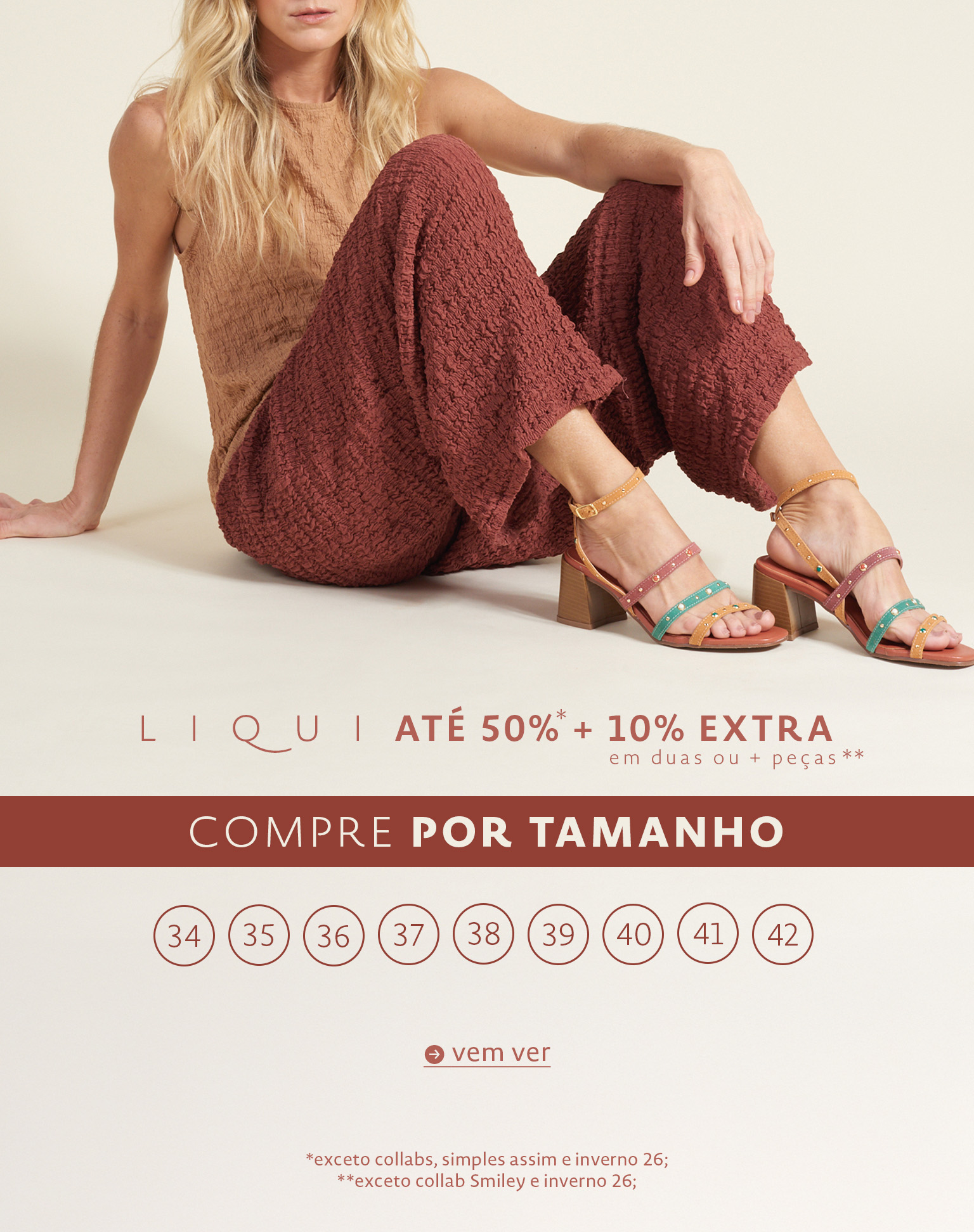 Liqui sapatos por tamanho